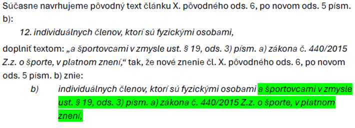 SAFKST stanovy zmena clánku X