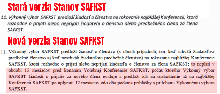 SAFKST STANOVY staré vs nové znenie