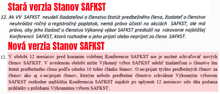 SAFKST STANOVY staré vs nové znenie