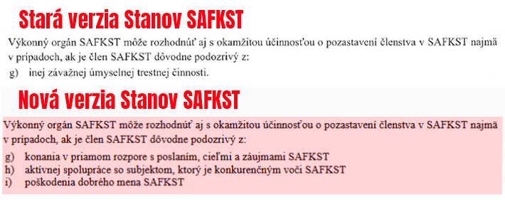 Stanovy SAFKST stara vs nová verzia